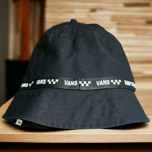 VANS (S/M) Men/Wmn Black and White Checkerboard Flying V Logo Bucket Hat - Picture 3 of 6